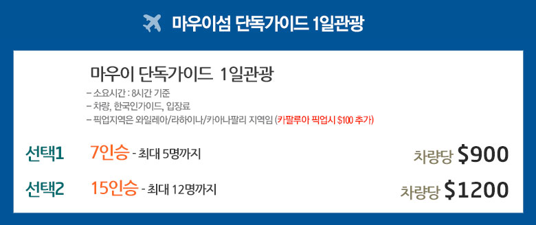 마우이섬 일일관광 요금